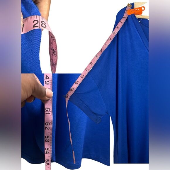 Culture Code Women’s Long Blue Flowy Stretchy Short Sleeve Dress Plus Sz 2X - Picture 6 of 6